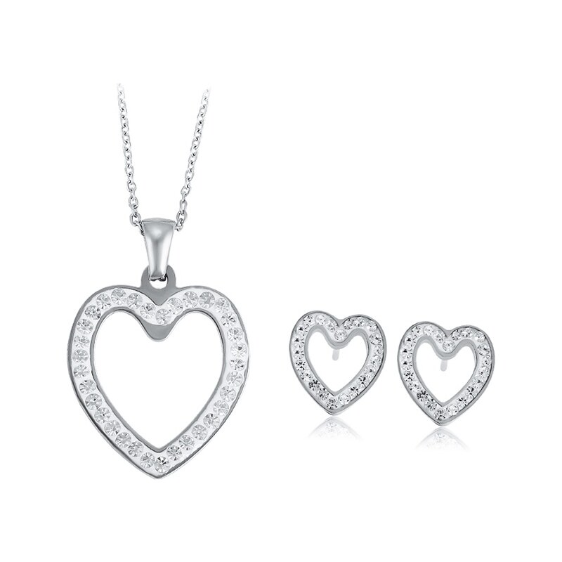 BM Jewellery Dámsky set náhrdelník a náušnice srdce Valentín z 36527491