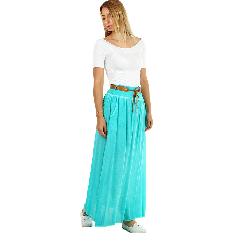 Glara Romantická dlhá sukňa s opaskom 13402391