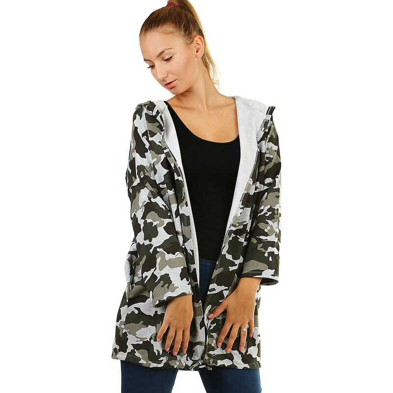 Glara Dlhý maskáčový cardigan s potlačou 36988165