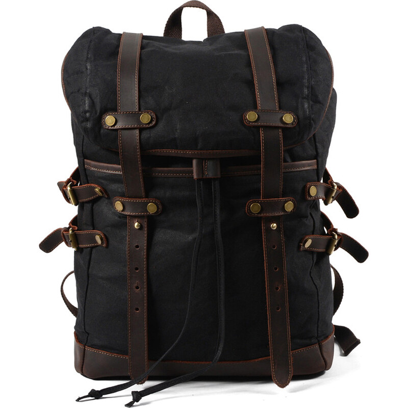 Glara Velký vintage batoh z plátna a kože 57937842