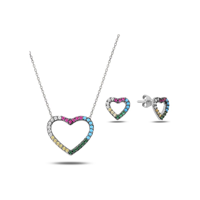 Olivie Sada strieborných šperkov FAREBNÉ SRDCE 2882 14271703