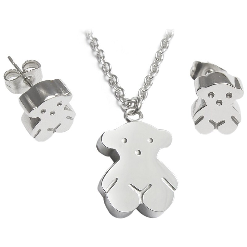 BM Jewellery Dámsky set náušnice a retiazka s príveskom medvedíka z 14212216