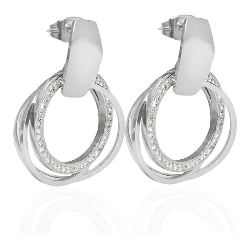 BM Jewellery Náušnice kruhy so zirkónmi z chirurgickej ocele S919095 13399325