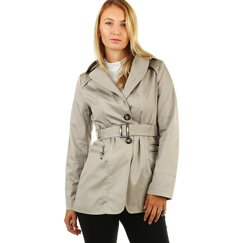 Glara Dámsky bavlnený trenčkot s preckou 13402333