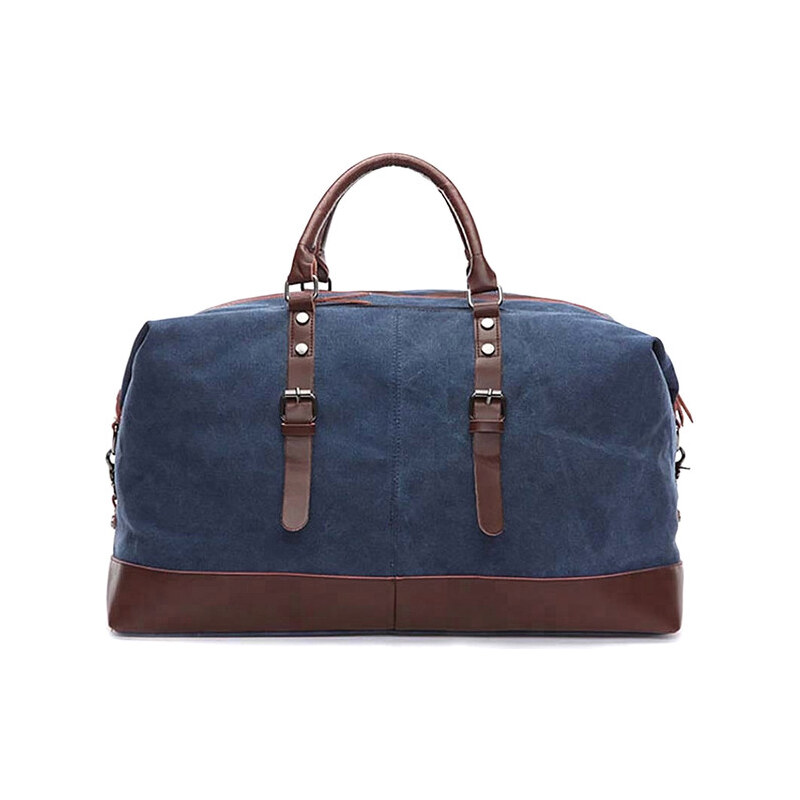 Glara Plátená cestovná retro taška s koženými detailmi 28418677