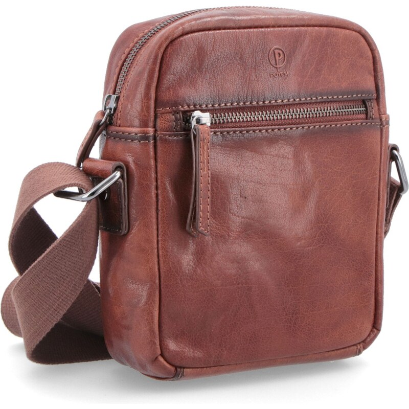 Kožená taška crossbody Poyem koňaková 2214 Poyem KO 17715168