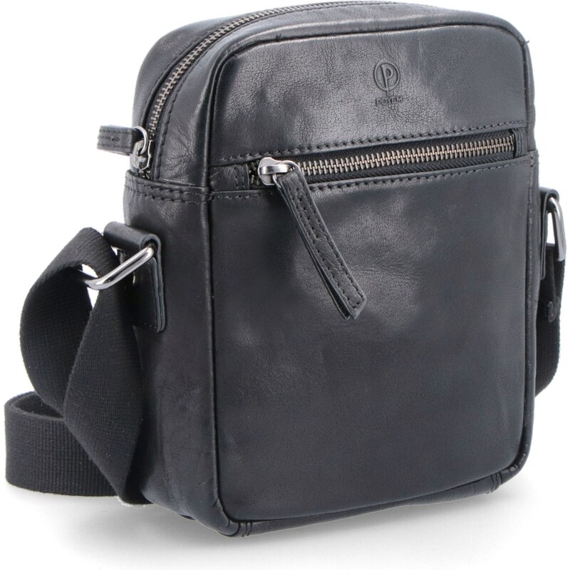 Kožená taška crossbody Poyem čierna 2214 Poyem C 17715170