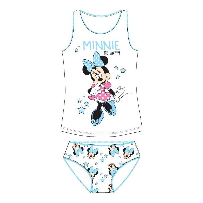 E plus M Dievčenská spodná bielizeň - košieľka a nohavičky Minnie Mouse - biele