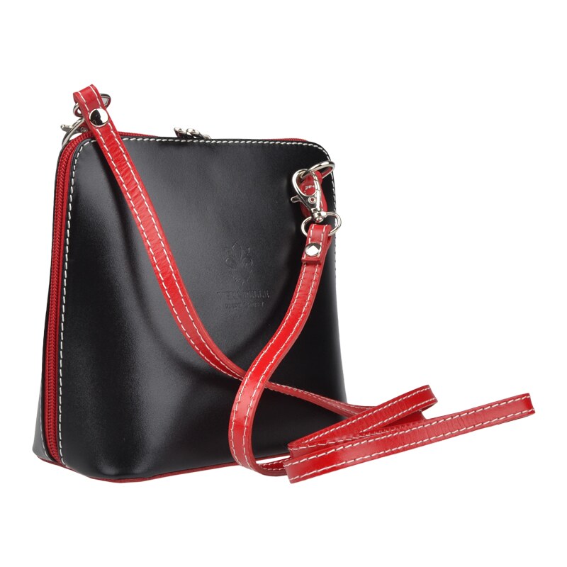Čierna kožená talianska crossbody kabelka Grana Nera Rossa NovaKabelka 13482446
