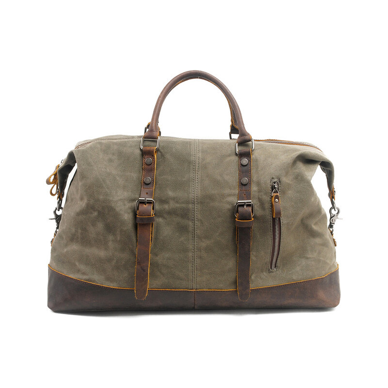 Glara Retro plátená cestovná taška s koženými detailmi 28548453