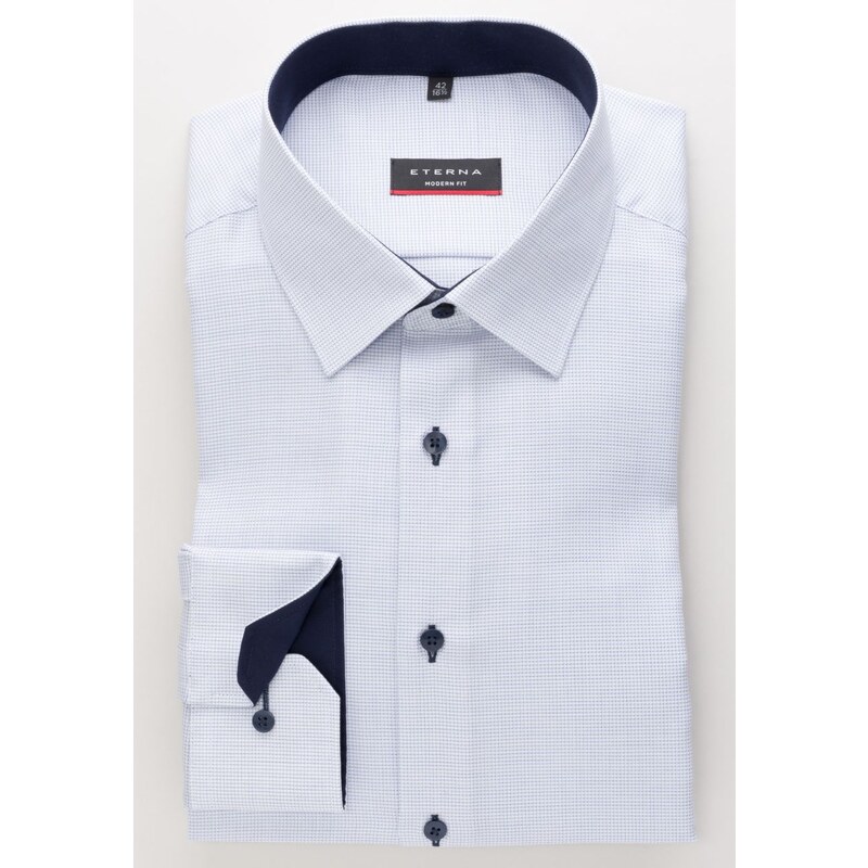 Pánska košeľa ETERNA Modern Fit svetlomodrá s navy kontrastom Non Iron 13336341