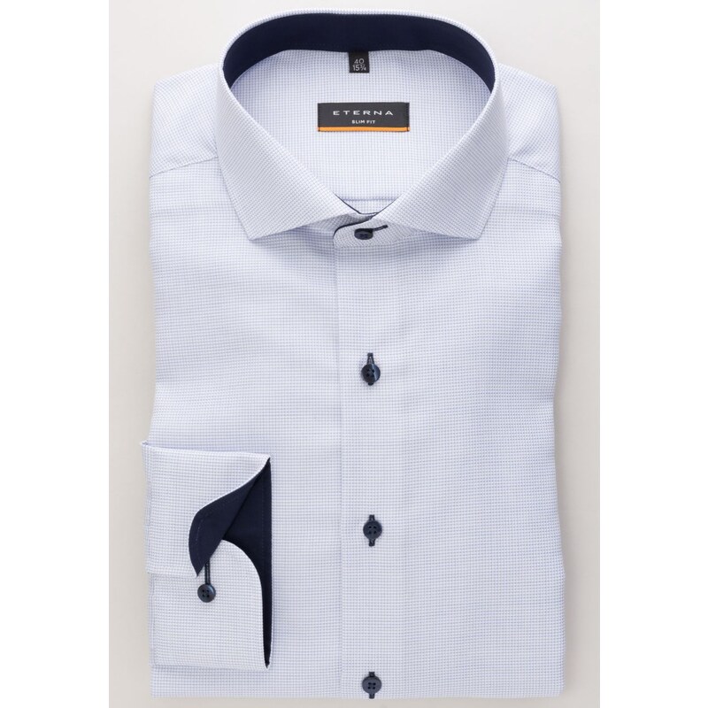 Pánska košeľa ETERNA Slim Fit svetlomodrá s navy kontrastom Non Iron 13336394