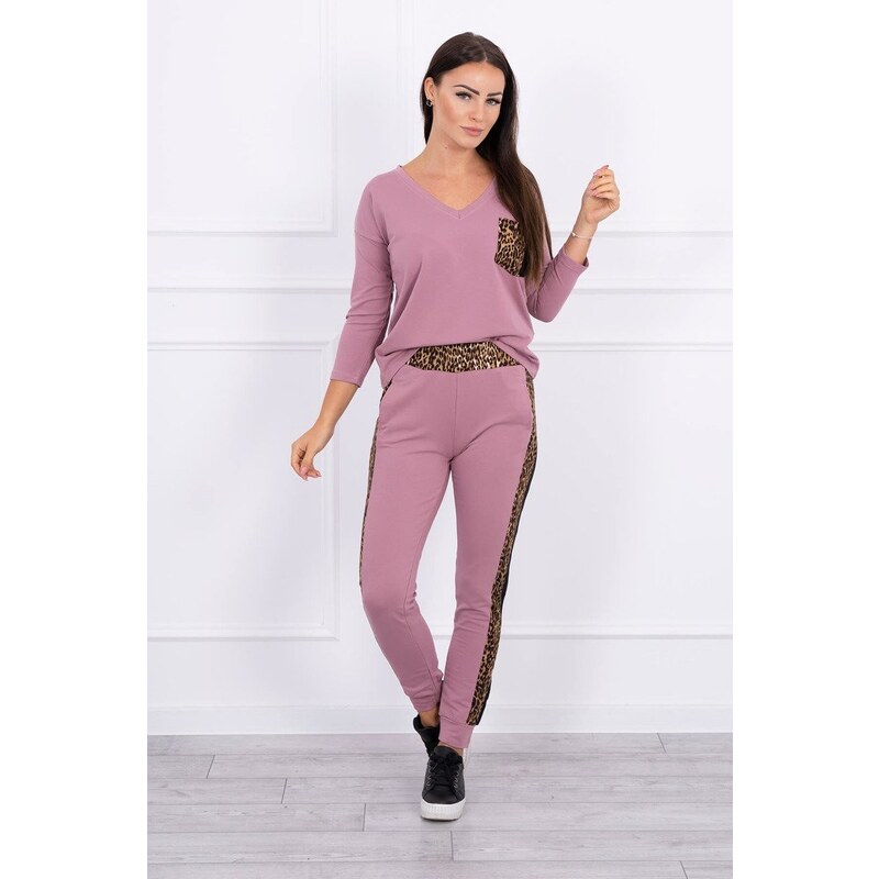 MladaModa Tepláková súprava s panterovým motívom model 0068 fialová 18140721