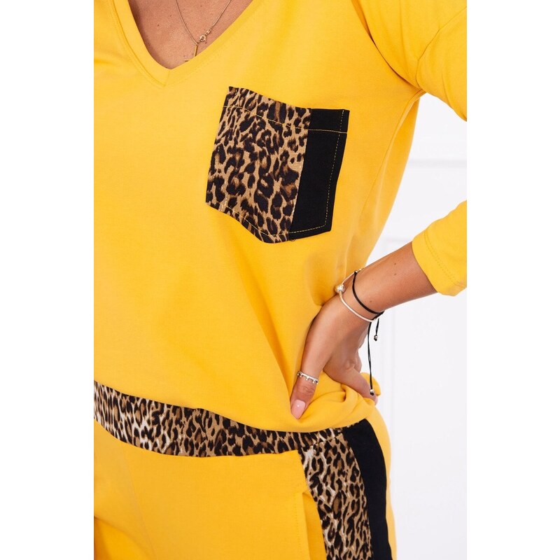 MladaModa Tepláková súprava s panterovým motívom model 0068 horčicová 13557756