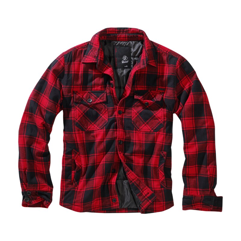 Brandit Lumberjacket bunda, červeno čierna
