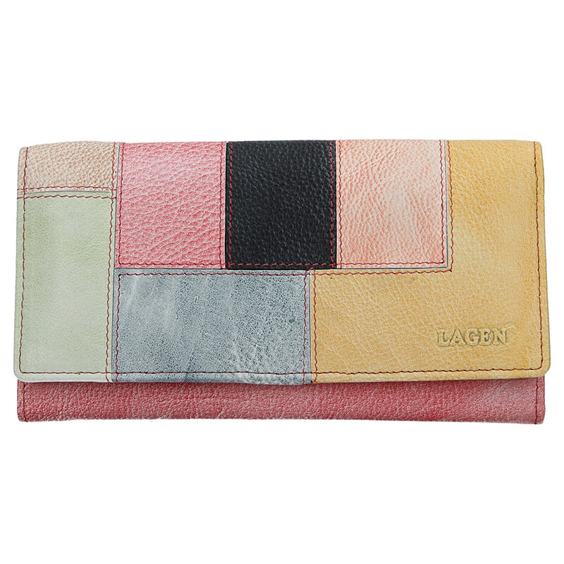 Lagen Dámska kožená peňaženka V-217 Lipstick MULTI 35335737