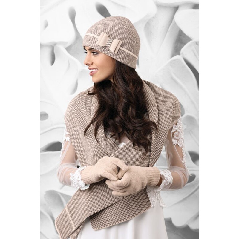 Kamea Béžový elegantný dámsky šál na zimu Bolonia, Farba béžová 66321652