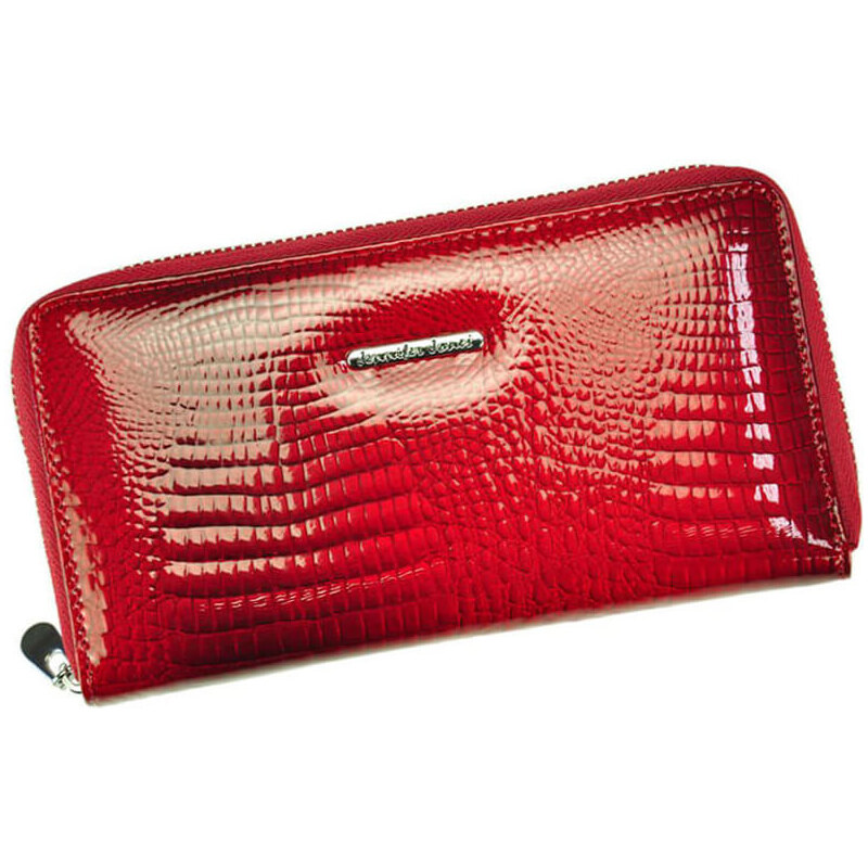 Veľká červená kožená peňaženka na zips Jennifer Jones 5247 13663562