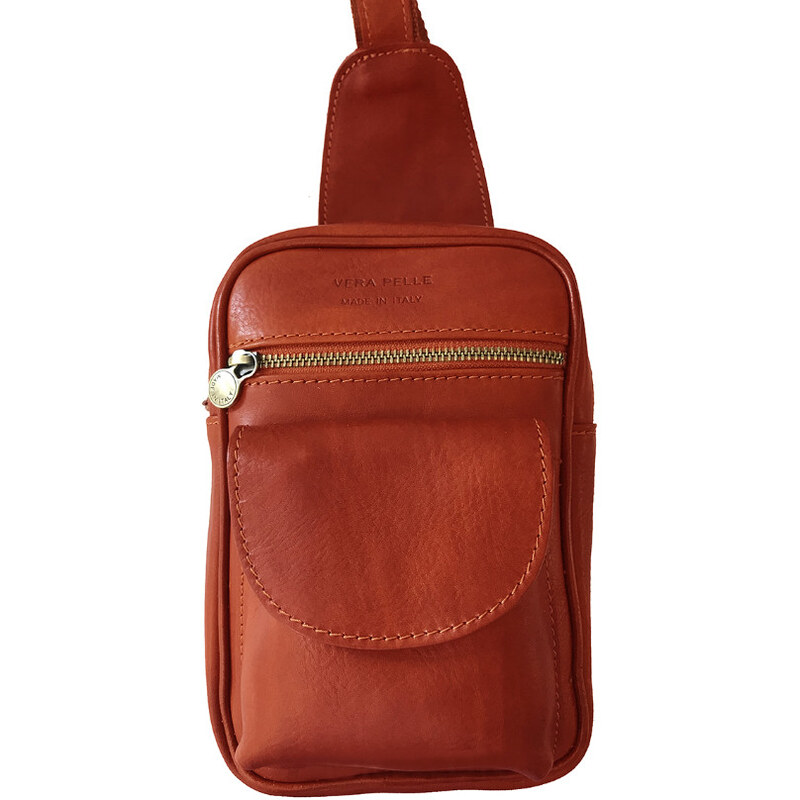 Glara Kožená jednofarebná crossbody kabelka 36988195