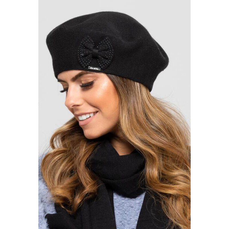 Kamea Čierna dámska elegantná baretka na zimu Salamanka, Farba čierna 15129737