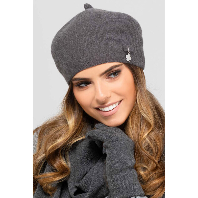 Kamea Grafitová dámska elegantná baretka na zimu Murcja, Farba 15123462