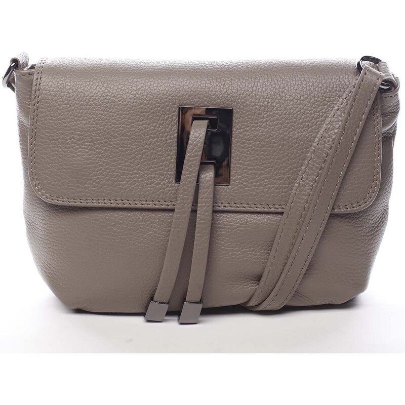 Dámska kožená crossbody kabelka taupe - ItalY Porta taupe 30744861