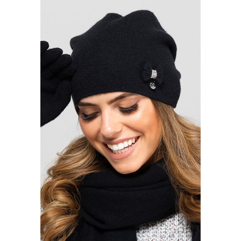 Kamea Čierna elegantná zimná dámska čiapka Florida, Farba čierna 66321660