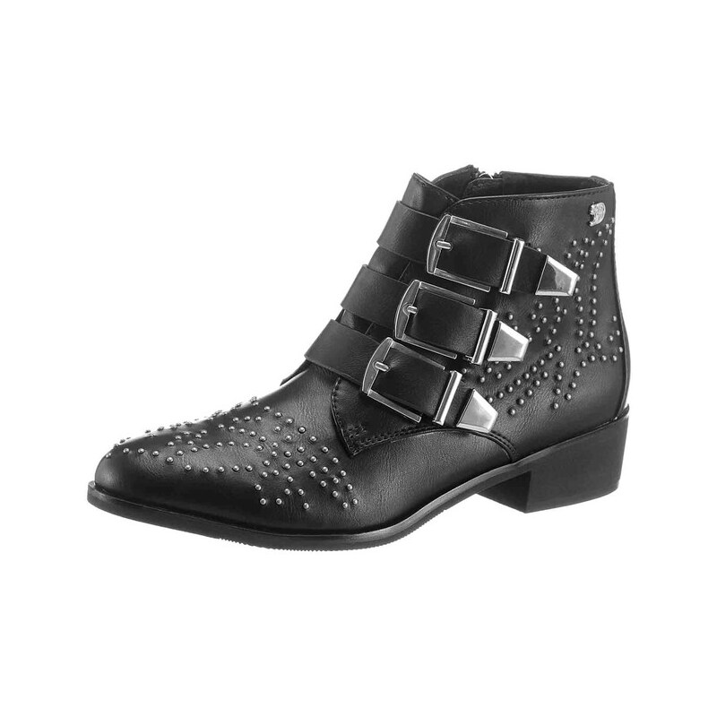 E-shop BIKER členkové čižmy s nitmi Tom Tailor Denim, čierna