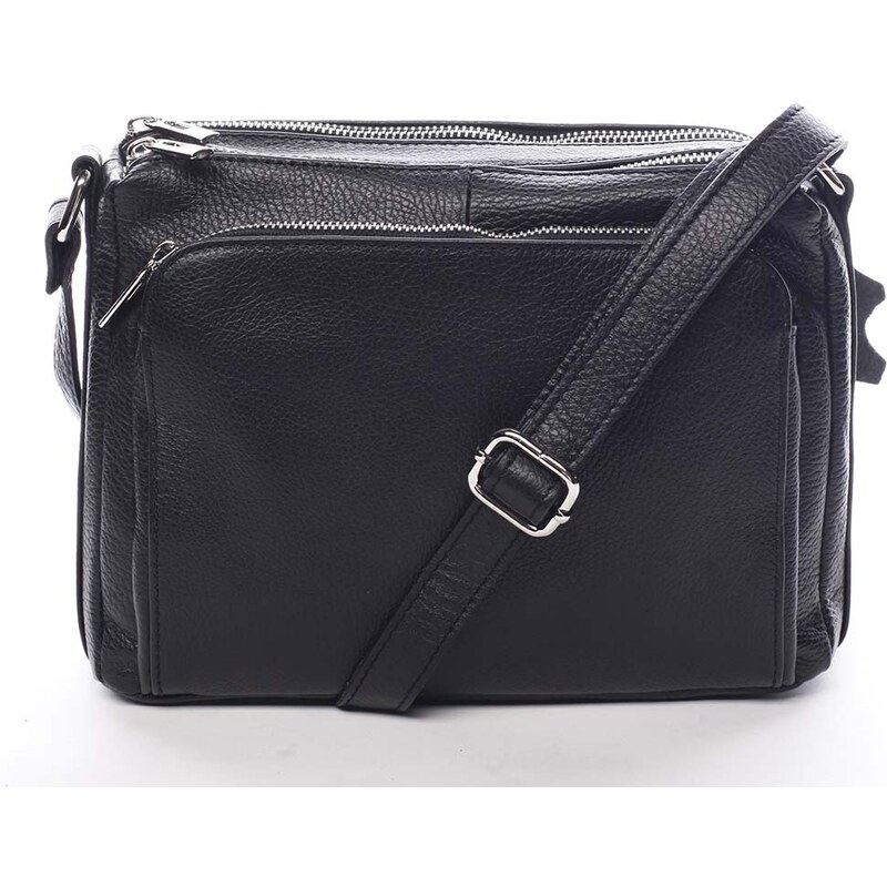 Delami Vera Pelle Dámska kožená crossbody kabelka čierna - ItalY 24897192