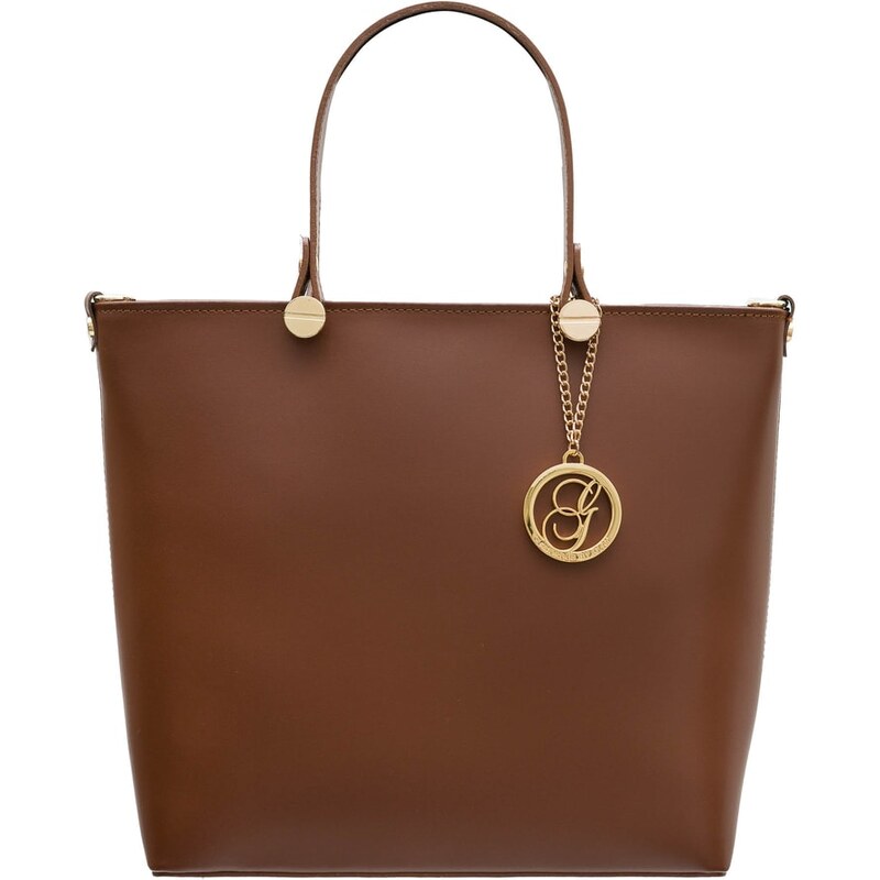 Glamorous by GLAM Kožená kabelka do ruky so zlatým kovaním - marrone 13816423