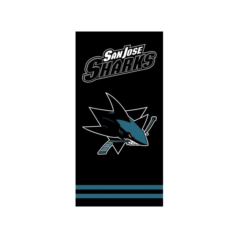 TipTrade (CZ) Hokejová bavlnená osuška NHL San Jose Sharks - black - 100% bavlna - 70 x 140 cm