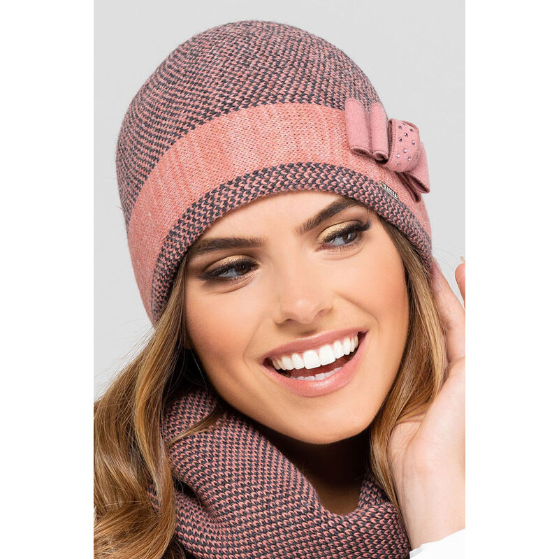 Kamea Korálová elegantná zimná dámska čiapka Katalonia, Farba korálová 15129757