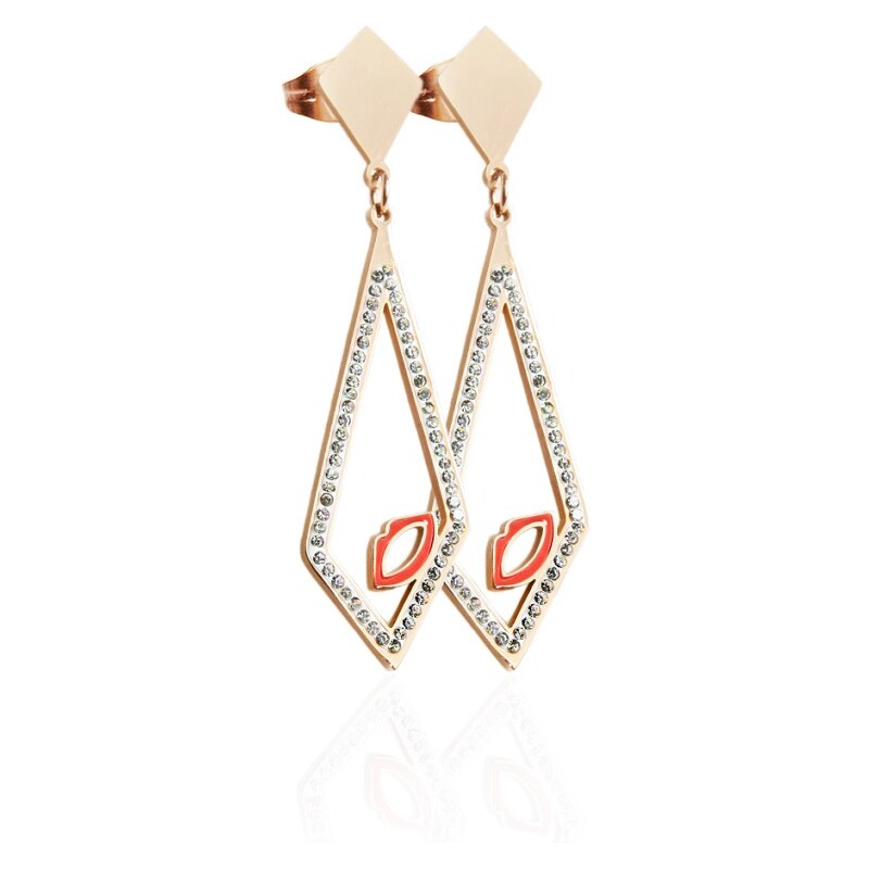BM Jewellery Náušnice KISS so zirkónmi rose gold S939080 14212229