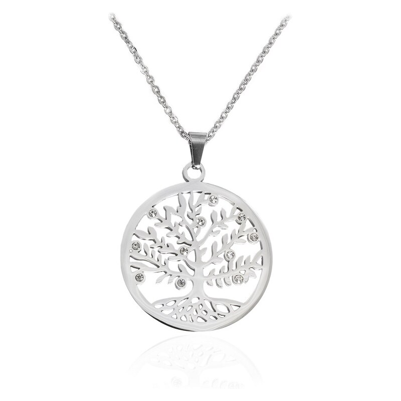 BM Jewellery Náhrdelník strom života sa zirkónmi z chirurgickej ocele 14212233