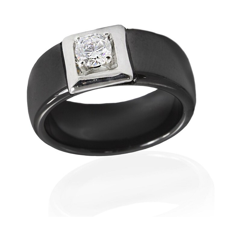 BM Jewellery Dámsky keramický prsteň so zirkónom čierny S947130 66170116