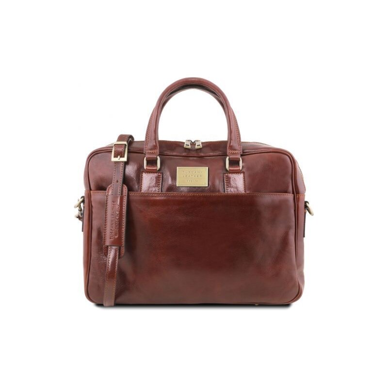 Kožená taška na notebook s predným vreckom Urbino - Tuscany Leather 69005545