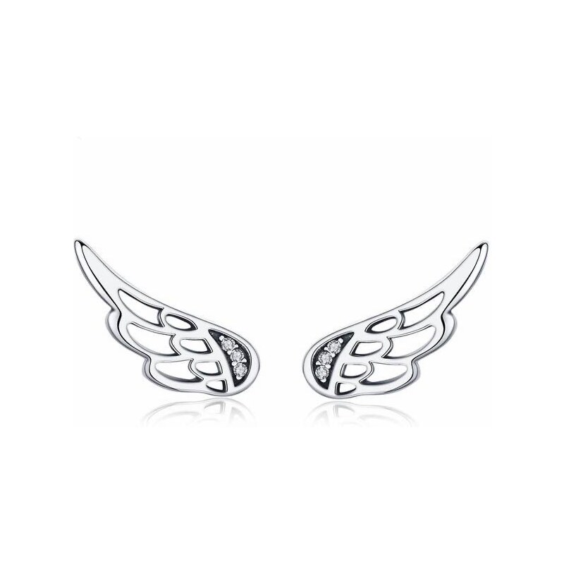 Glory strieborné náušnice Anjelské krídla so zirkónmi S1020 14194855