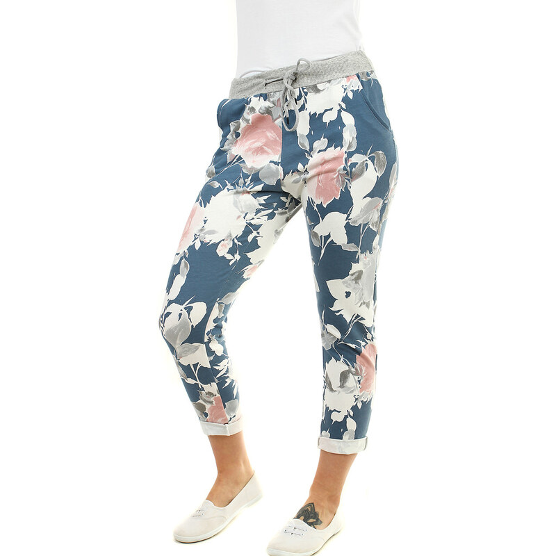 Glara Dámske tepláky v 7/8 dĺžke s kvetinovou potlačou 14236664