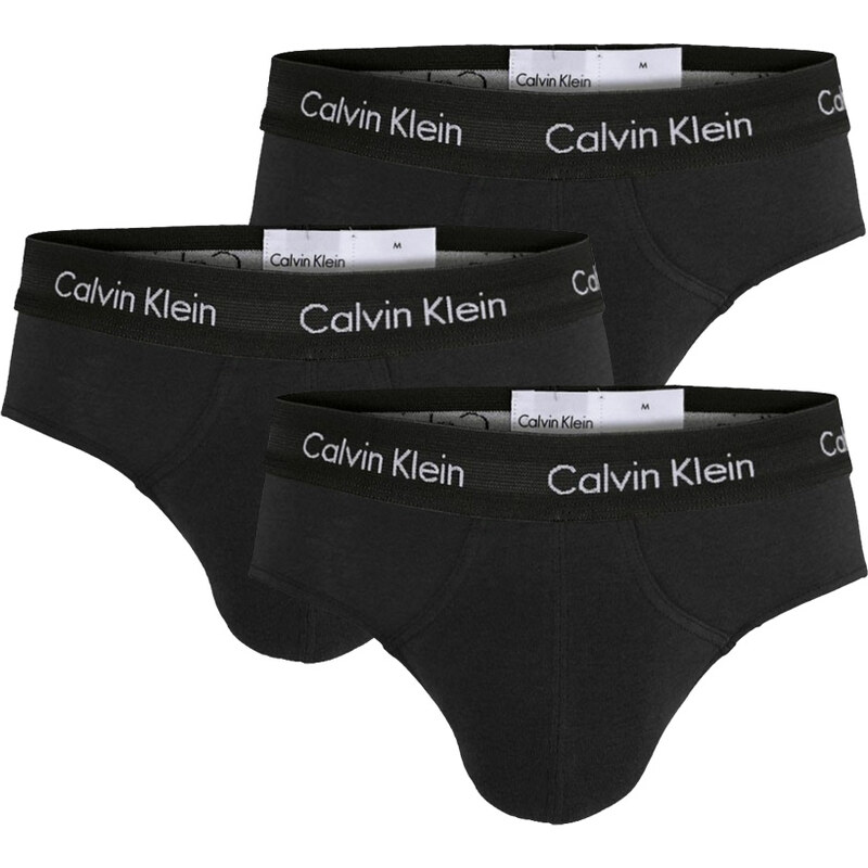 CALVIN KLEIN - 3PACK Cotton stretch čierne slipy s čiernym pásom