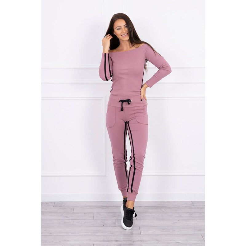 MladaModa Súprava s topom a dvomi prúžkami na boku fialová 18140720