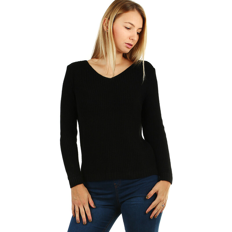 Glara Pletený dámsky sveter s prestrihami na chrbte 36988206