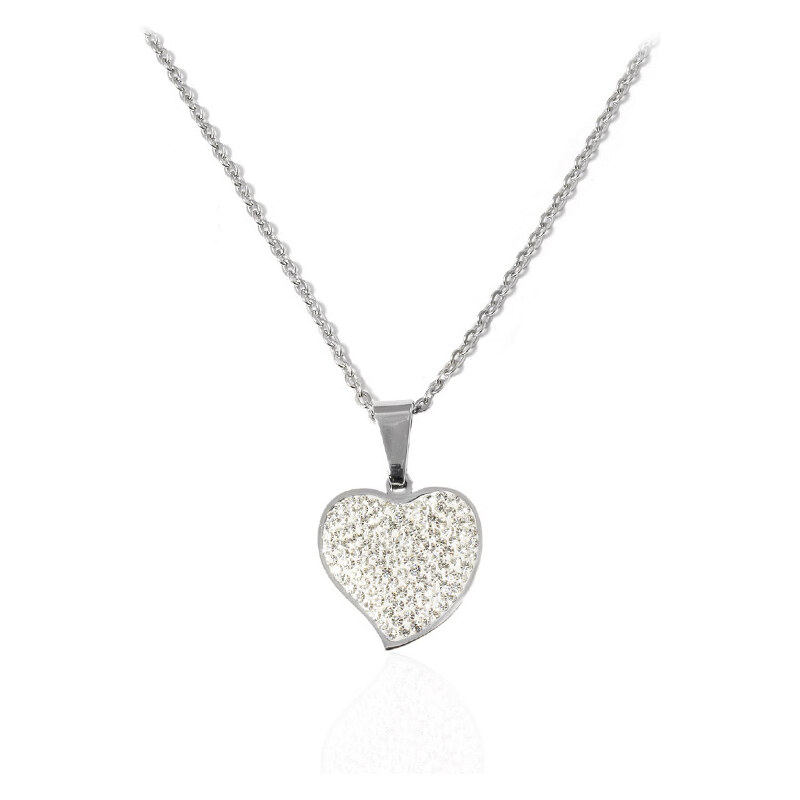 BM Jewellery Dámsky náhrdelník srdce so zirkónmi Valentín S954090 15147902