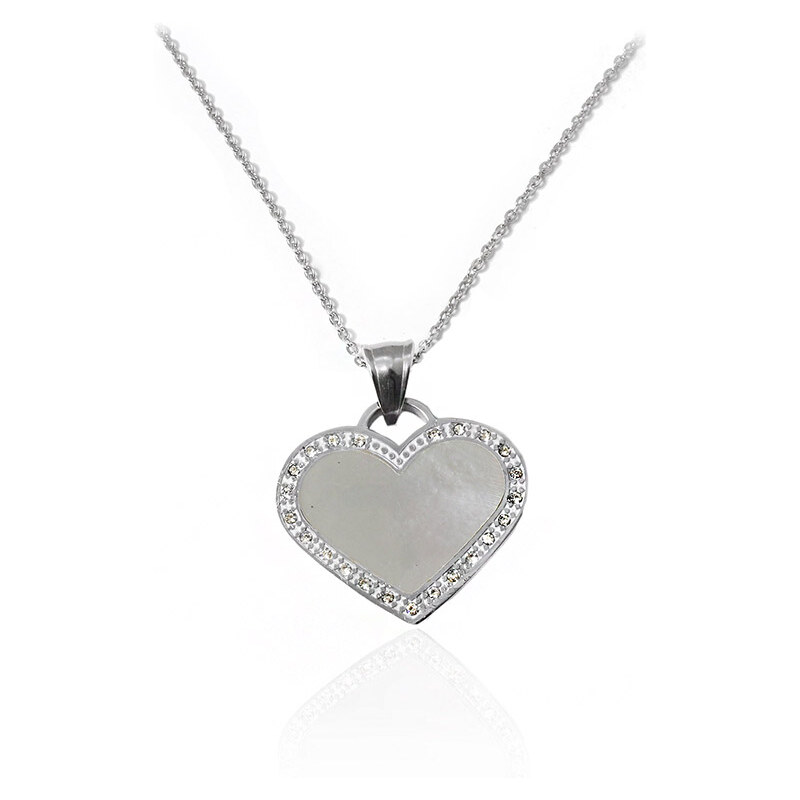 BM Jewellery Dámsky náhrdelník perlové srdce so zirkónmi Valentín 15147906