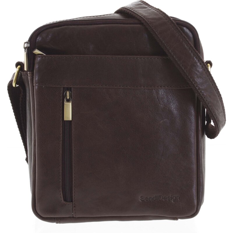 Pánska kožená taška cez plece tmavohnedá - SendiDesign Lennon hnedá 56864115