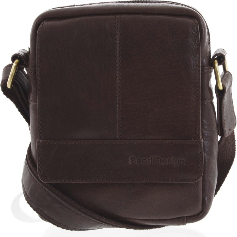 Pánska kožená crossbody taška na doklady tmavo hnedá - SendiDesign 56864114