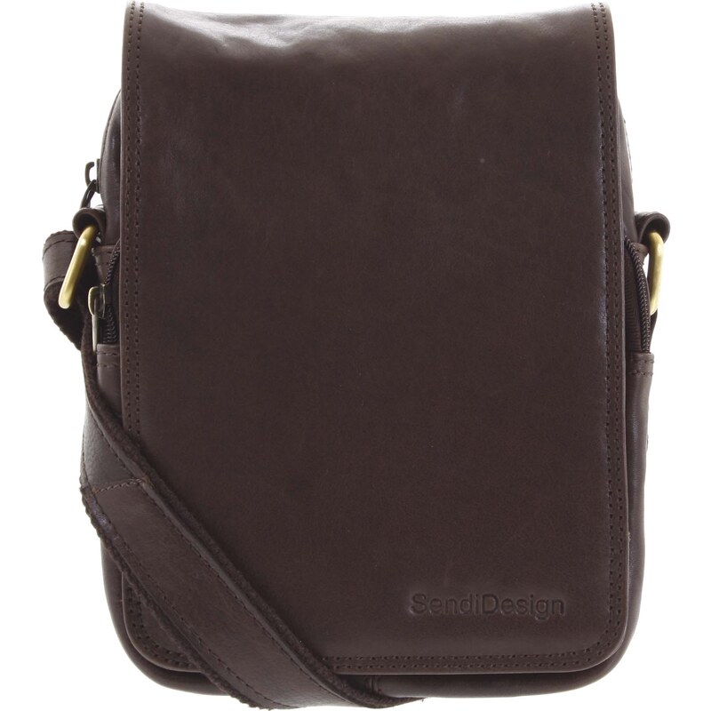 Pánska kožená taška cez plece tmavohnedá - SendiDesign Muxos hnedá 56864120