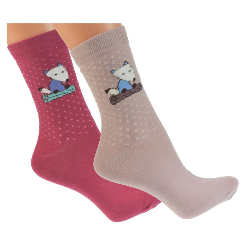 AURA.VIA Béžové a ružové ponožky FOX 14472721