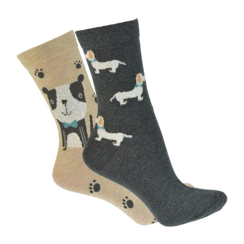 AURA.VIA Čierne a hnedé ponožky DOGS 14472722