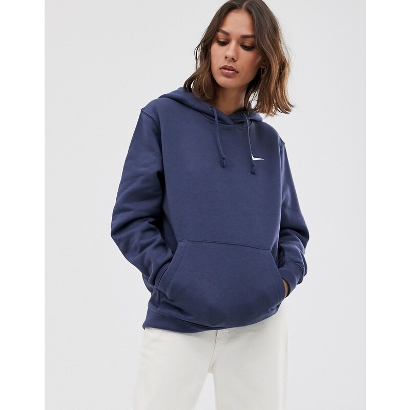 Nike washed blue mini swoosh oversized hoodie on sale