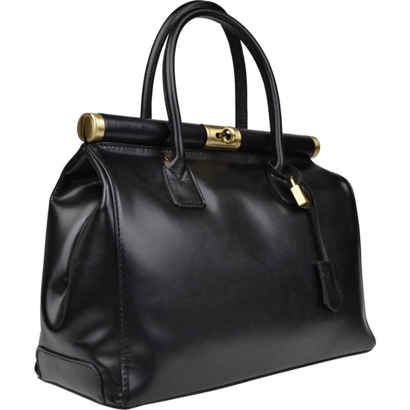 Čierna kožená talianska kabelka Laureta Nera Lisciare NovaKabelka.sk 382007